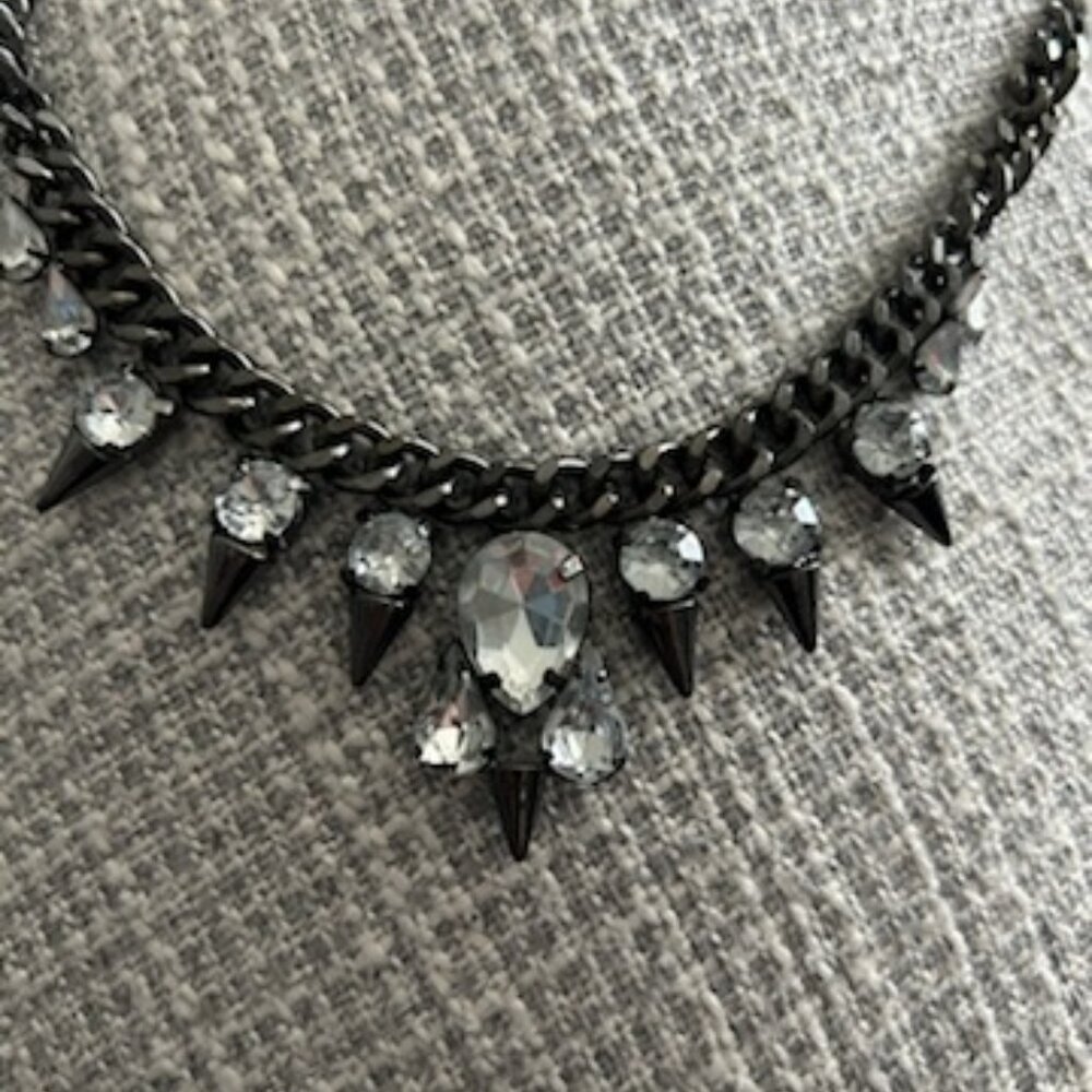 Fashion Necklace - Spikes & Rhinestones
